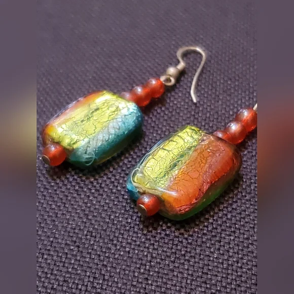 ARTISAN GLASS AND .925 STERLING SILVER EARRINGS - Picture 2 of 6